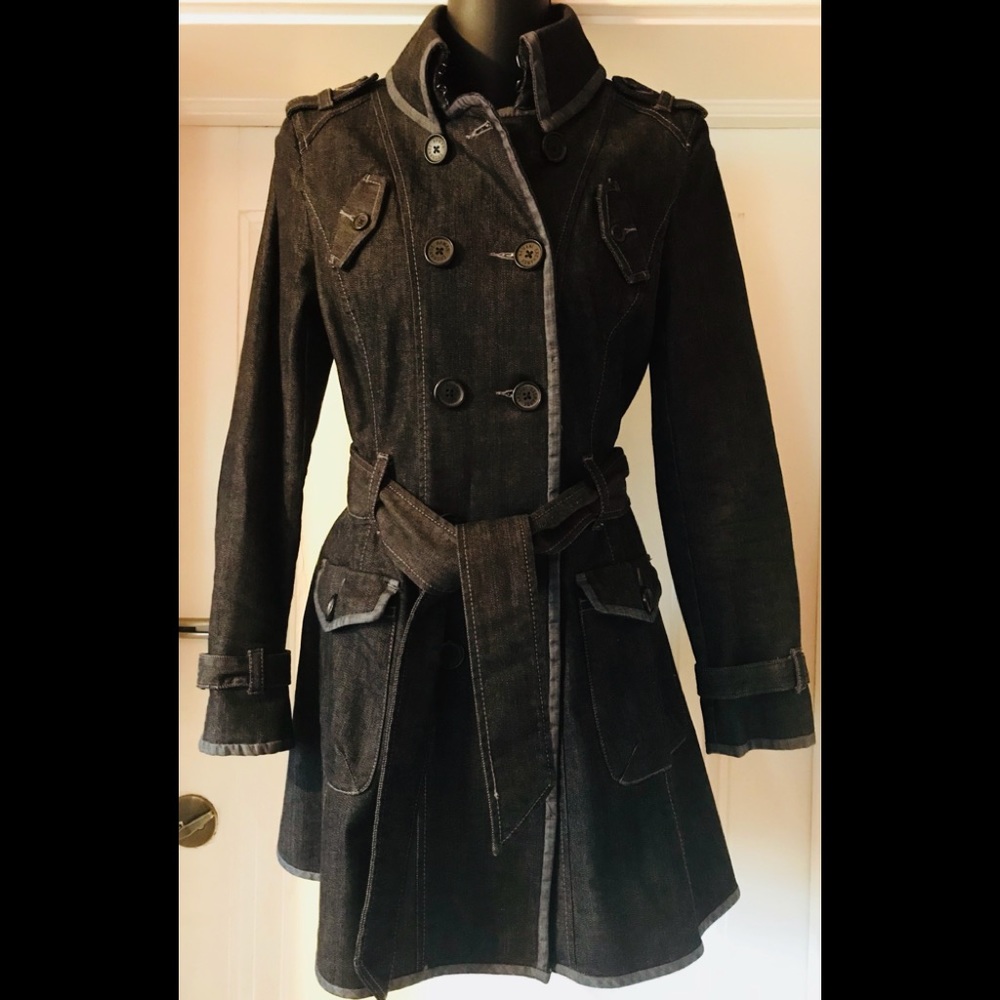 Armani Exchange Trench Coat XS Black Denim Jacket